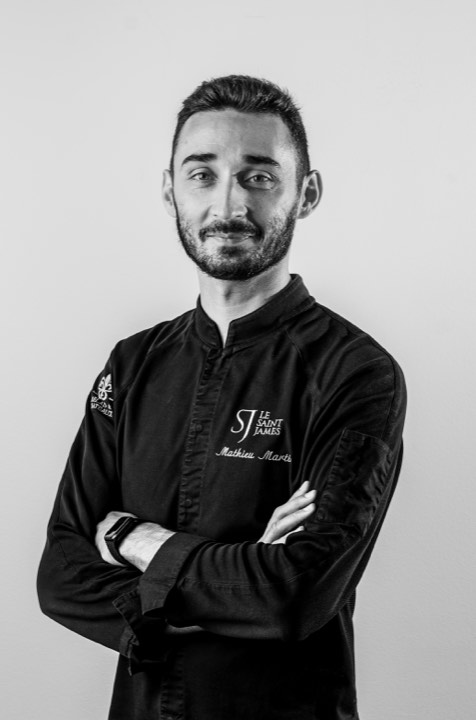 Portrait du chef Mathieu Martin pour Saint James à Bouliac / Bordeaux, France.